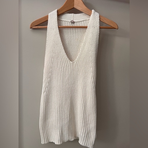 Margaret O'Leary knit halter tank white cotton sz small s - Picture 2 of 4